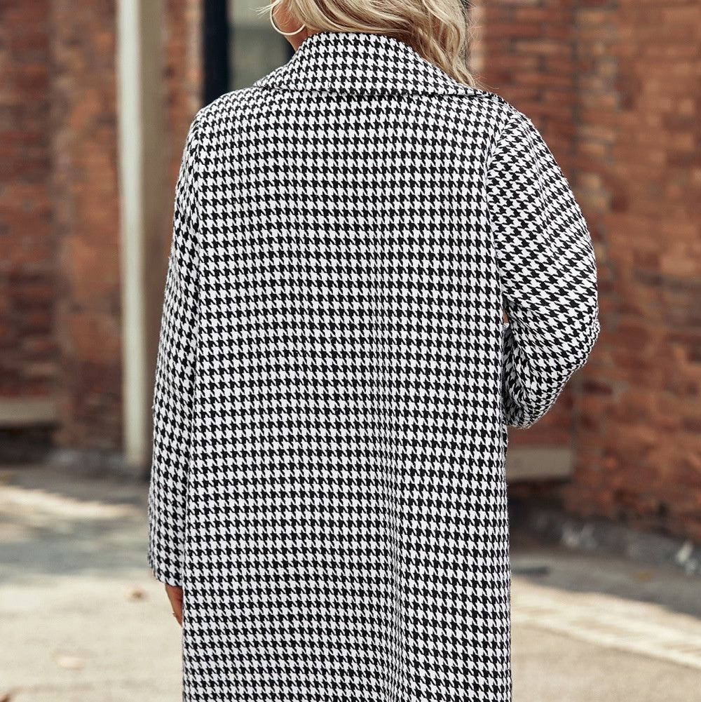 Pied-de-Poule Midi Coat