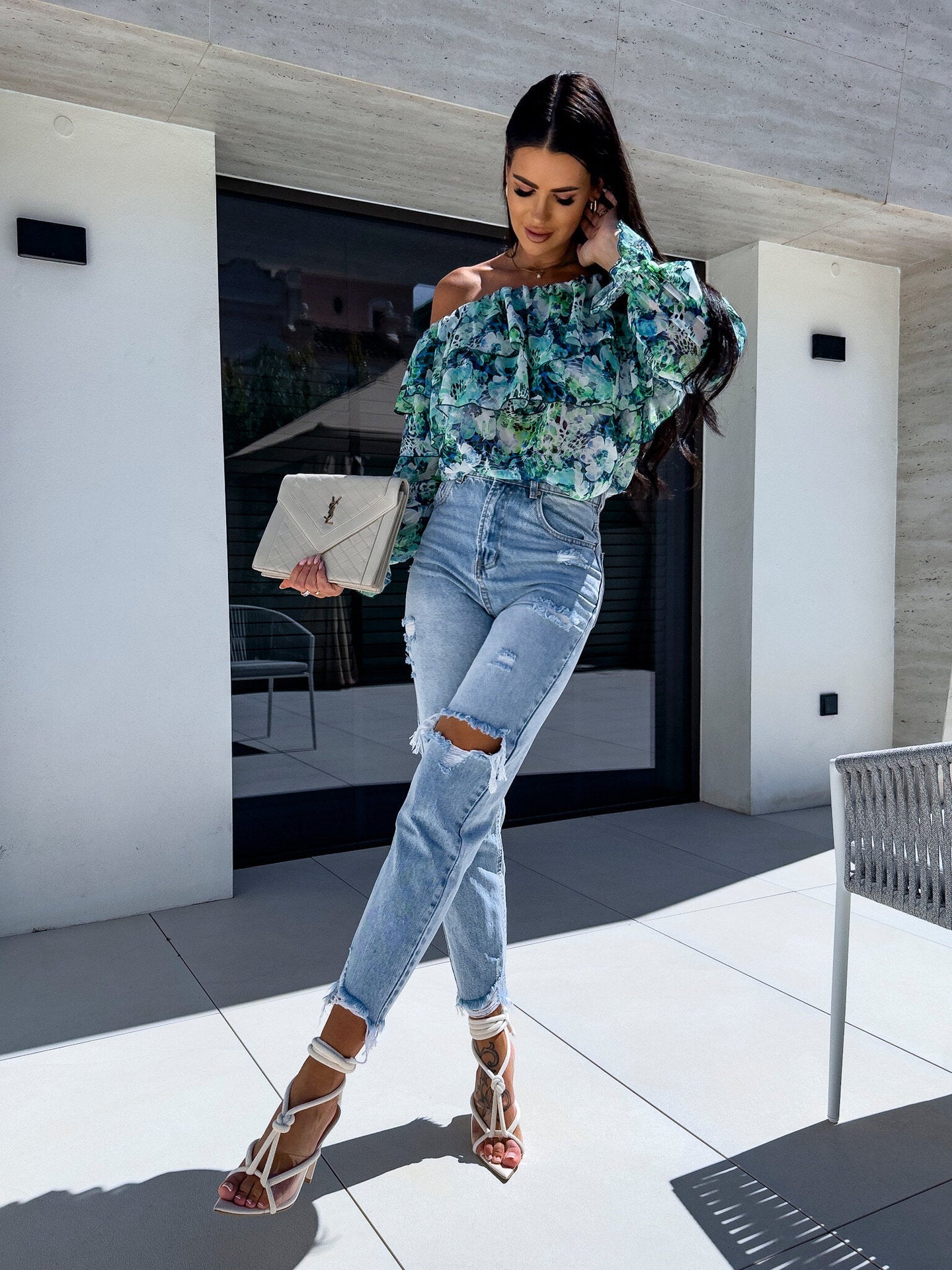 Multicolor Off-shoulder Top