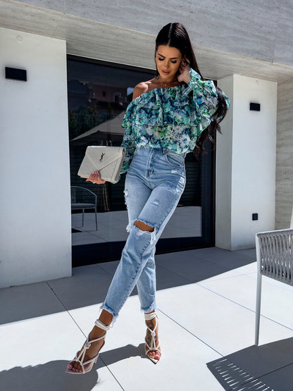 Multicolor Off-shoulder Top