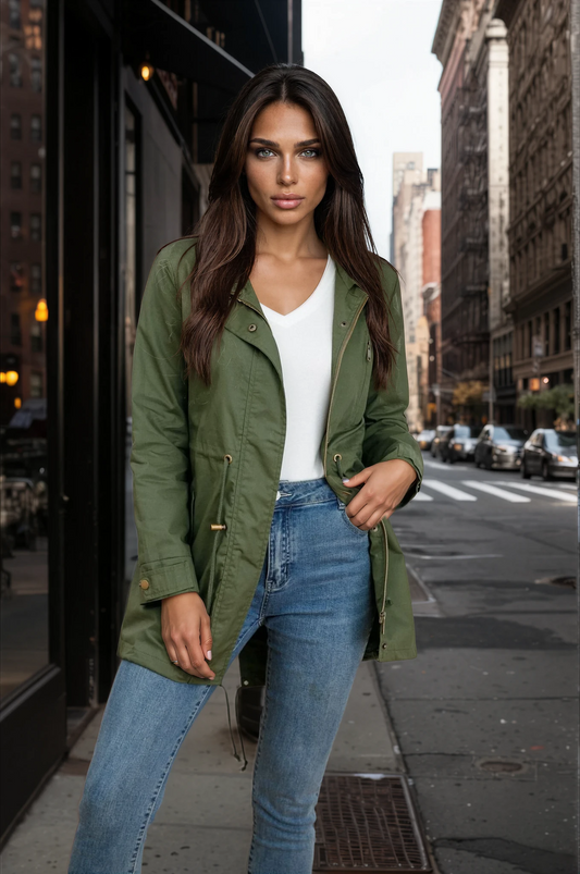 Lightweight hooded trench jacket