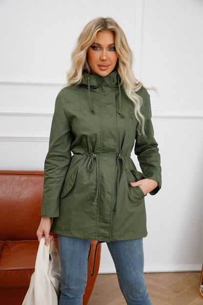 Lichtgewicht trench jacket met capuchon