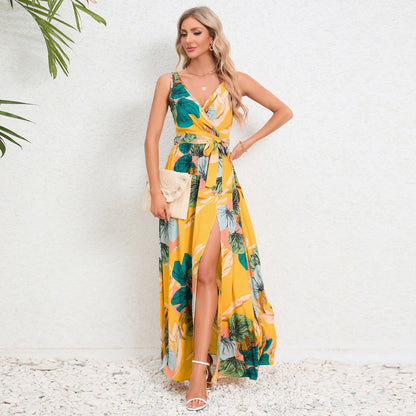 Maxi Jurk met Bloemenprint en V-Hals – Elegante Zomerse Jurk