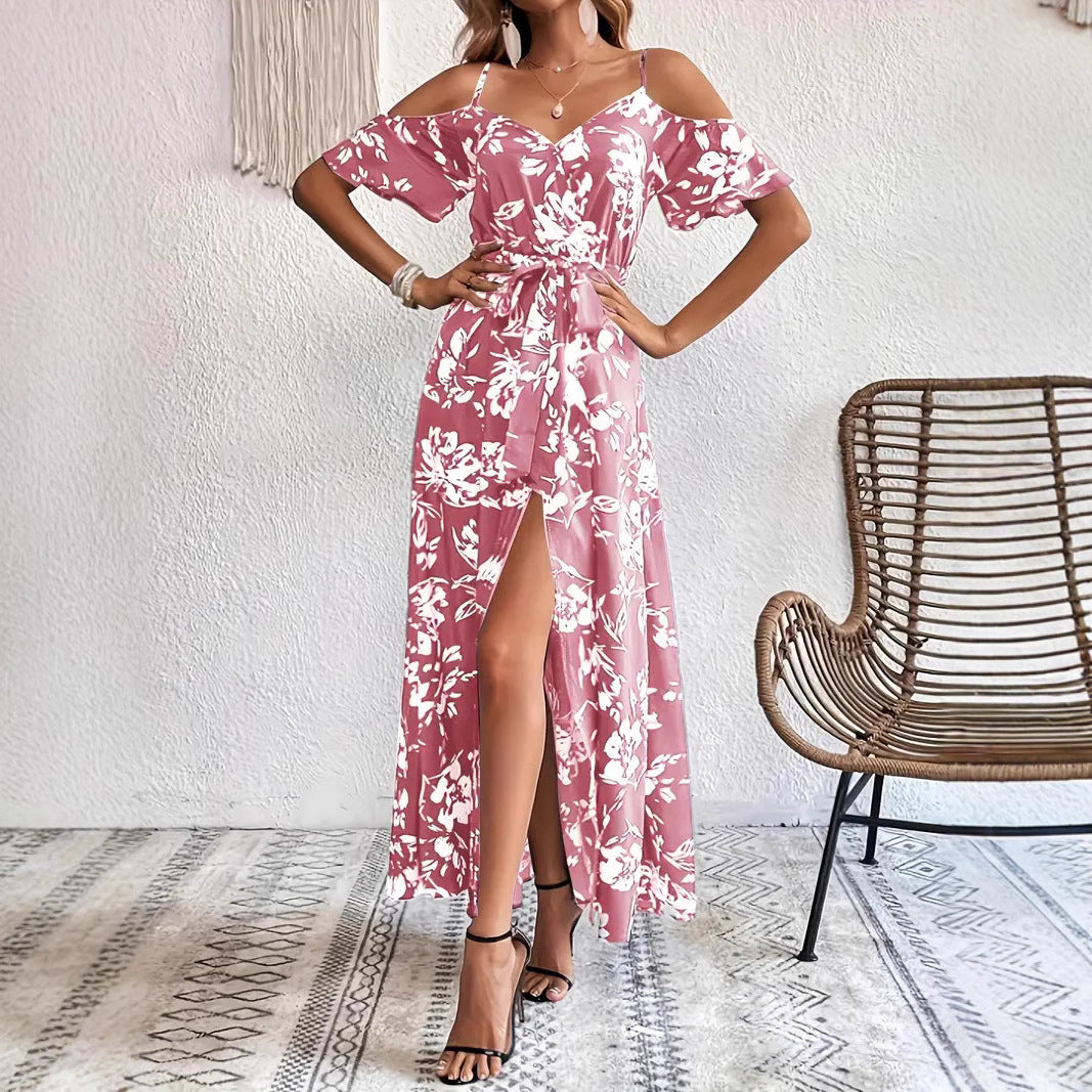 Off Shoulder Maxi Jurk met Bloemenprint – Elegante Zomerse Maxi Dress