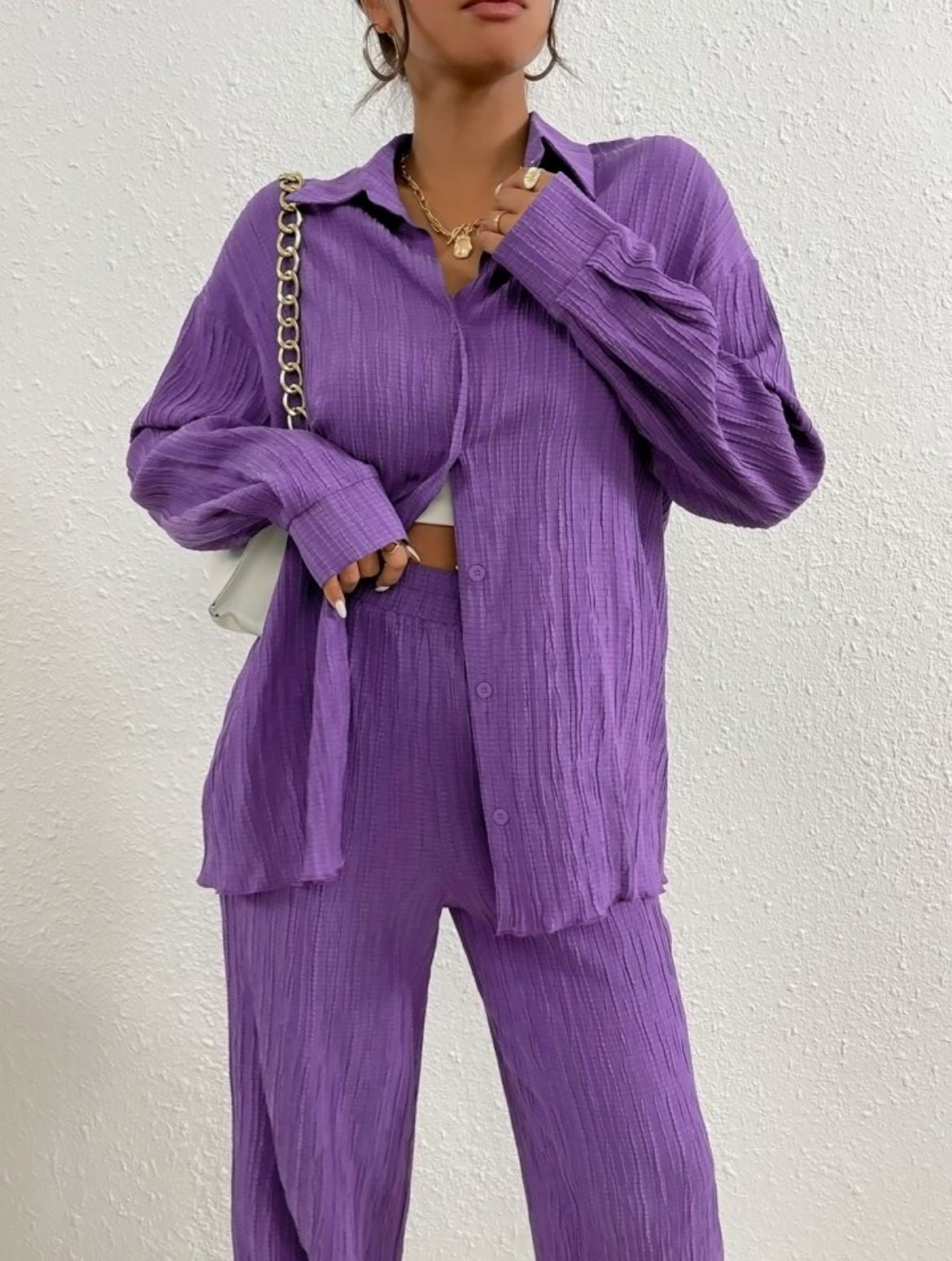 Geplooide Loose Fit 2-delige set