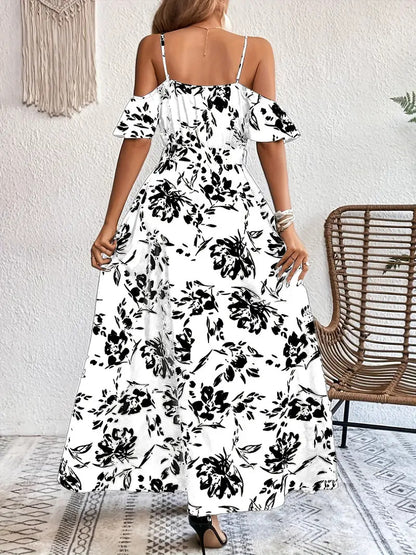 Off Shoulder Maxi Jurk met Bloemenprint – Elegante Zomerse Maxi Dress