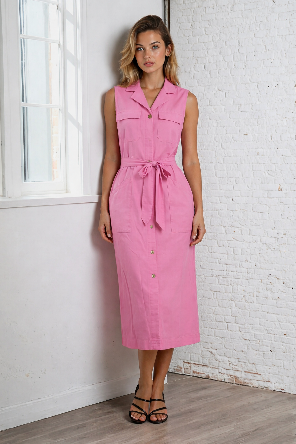 Mouwloze Denim Look Dress