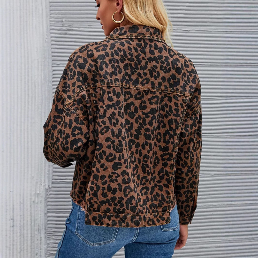 Luipaard Denim Look Jacket