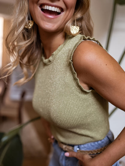 Glitter Ruffle Tanktop – Elegante Top met Ruffles & Glitterdetails