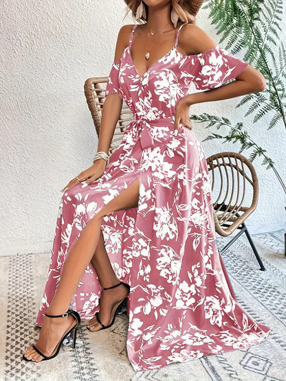 Off Shoulder Maxi Jurk met Bloemenprint – Elegante Zomerse Maxi Dress