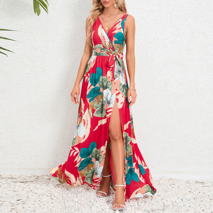 Maxi Jurk met Bloemenprint en V-Hals – Elegante Zomerse Jurk