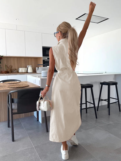 Mouwloze Denim Look Dress