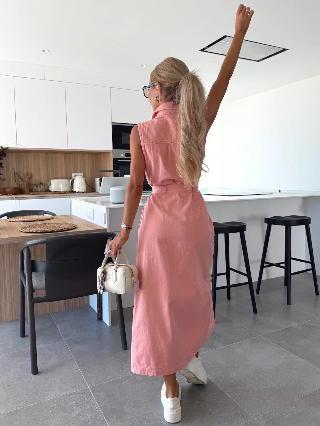 Mouwloze Denim Look Dress