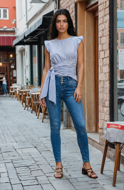 Blouse-Inspired Striped Top