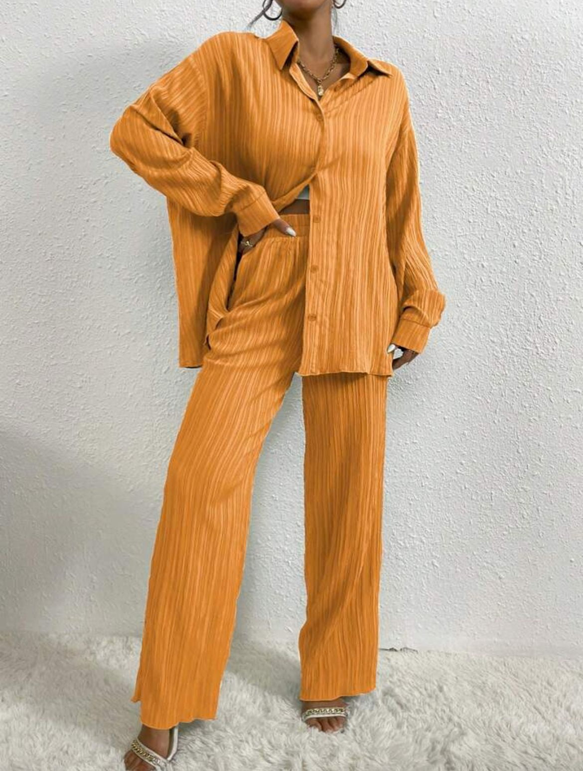Geplooide Loose Fit 2-delige set
