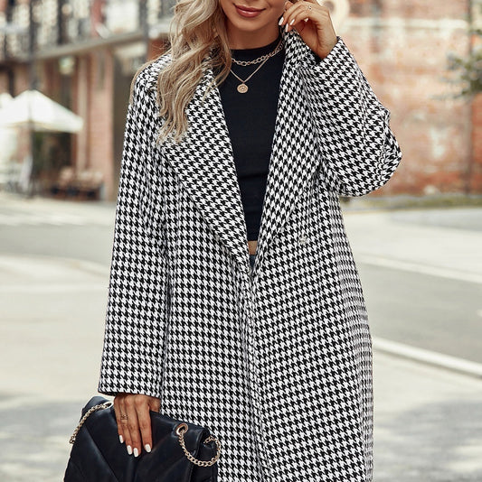 Pied-de-Poule Midi Coat
