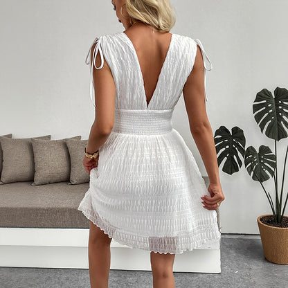 Wit Mini Zomerjurkje – High Waist & Speels