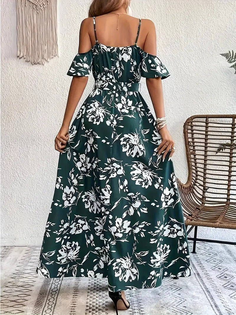 Off Shoulder Maxi Jurk met Bloemenprint – Elegante Zomerse Maxi Dress