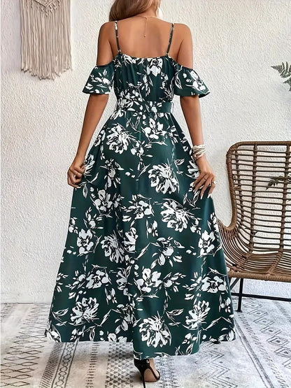 Off Shoulder Maxi Jurk met Bloemenprint – Elegante Zomerse Maxi Dress