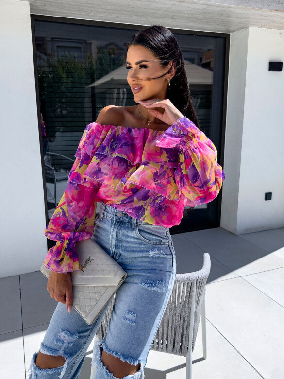 Multicolor Off-shoulder Top