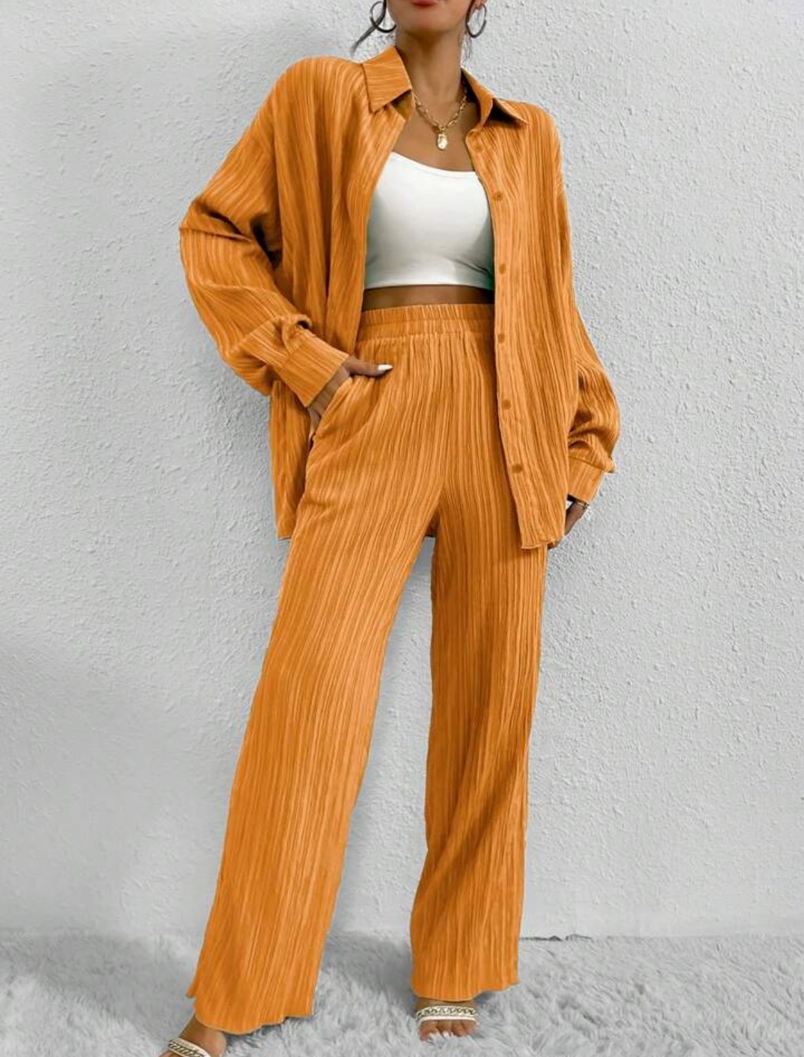 Geplooide Loose Fit 2-delige set