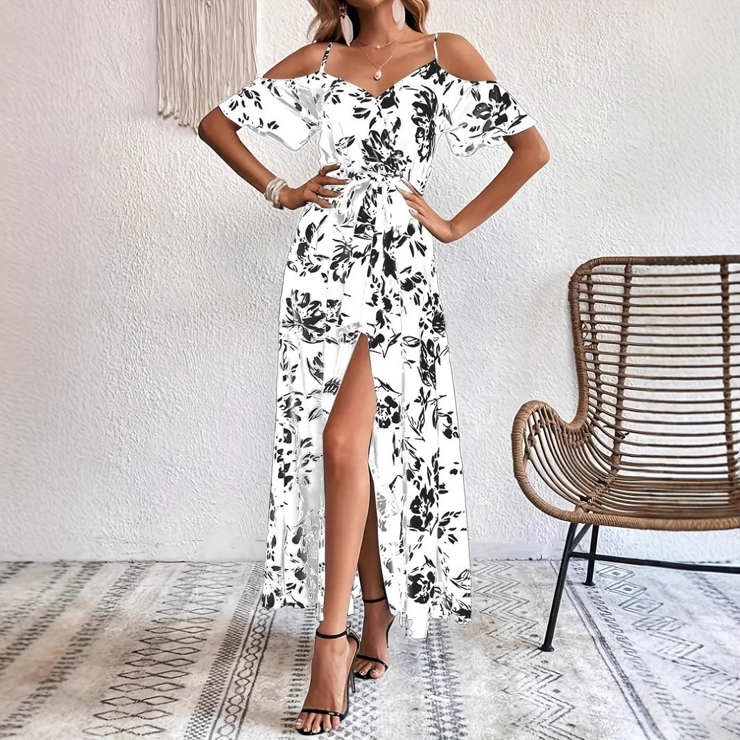 Off Shoulder Maxi Jurk met Bloemenprint – Elegante Zomerse Maxi Dress