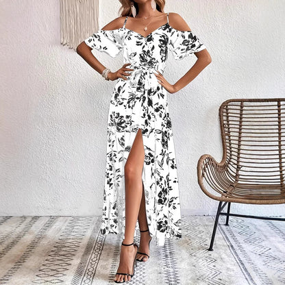 Off Shoulder Maxi Jurk met Bloemenprint – Elegante Zomerse Maxi Dress
