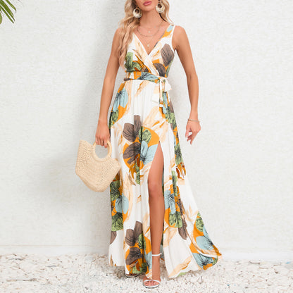 Maxi Jurk met Bloemenprint en V-Hals – Elegante Zomerse Jurk