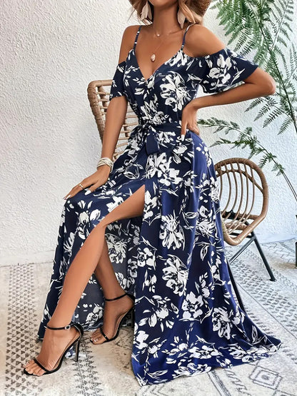 Off Shoulder Maxi Jurk met Bloemenprint – Elegante Zomerse Maxi Dress