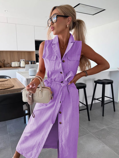 Mouwloze Denim Look Dress