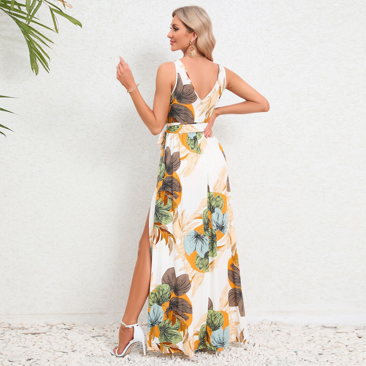 Maxi Jurk met Bloemenprint en V-Hals – Elegante Zomerse Jurk