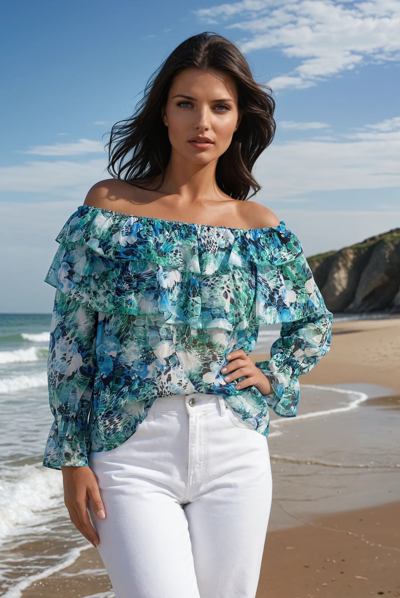 Multicolor Off-shoulder Top